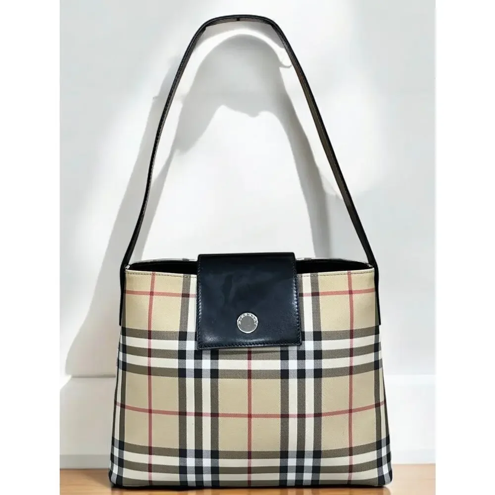 Vintage Burberry Coated Canvas Nova Check Shoulder Bag